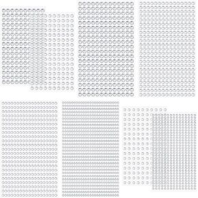 2722 PCS ملصق أكريليك راينستون ملصق ذاتي اللصق ملصق ملصق بلورات ملصق على الماس لصياغة بطاقات القصاصات المصنوعة من صنع البطاقة المليئة بالشكل الظهر 4 أحجام: 3/4/5/6 مم (سيلفيا)