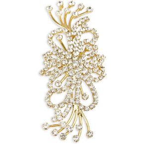 David Tutera Gold Brooch - Rhinestons Spray - 4 × 1.5 بوصة