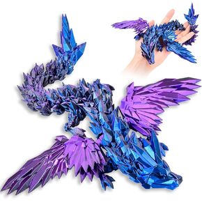 تنين ثلاثي الأبعاد مطبوع مع أجنحة تنين Flying ، ألعاب Dragon ثلاثية الأبعاد مفصلية ، Dragon Crystal Wing Dragon المطبوعة ثلاثية الأبعاد بدون بيض تنين ، أحمر أسود