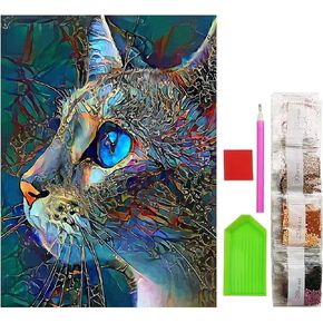 طلاء Cat Diamond ، مجموعات الطلاء الماس 5D للبالغين ، 12.0 × 12.0 بوصة مجموعات طلاء الماس الحيوان ، مجموعات فن الماس DIY للمبتدئين ، مناسبة للغاية لتديين الجدار المنزلي