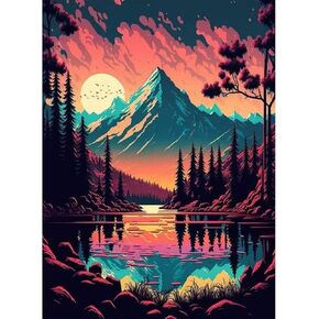 yiyue Diamond Art Painting kits للمبتدئين ، مجموعة الطلاء الرقمية الكاملة 5D Drill 5D ، لوحة Sun Diamond للبالغين ، الطلاء DIY بأرقام لديكور الجدار المنزلي 12x16inch ، رقم 7