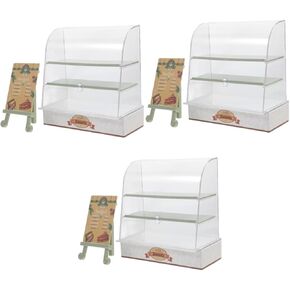 3pcs Miniature Cake Cabinet Door Cabinet Model 1:12 Cake Stand Counter Mini Food Shelf Dollhouse Bakery Display Case Miniature Bakery Case Dollhouse Bread Shop Model Cakes Abs