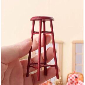 EatingBiting 1:12 1/12 Scale 2.95" Miniature End Table Wooden Furniture Dollhouse High Stool Wooden Bar Stool Chairs Figurines for Acessories Coffe Table Living Room Scene Decoration