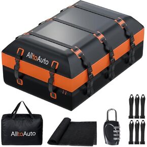 AlltoAuto Car Rooftop Cargo Carrier Bag, 100% Waterproof 21 Cubic Feet, Protective Mat, Storage Bag, Straps&Hooks Include, Soft Shell Carrier Bag for All Cars and Truck with or Without Racks