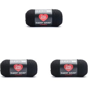 Red Heart E302C.0312 Super Saver Jumbo Yarn ، Black (حزمة 3)