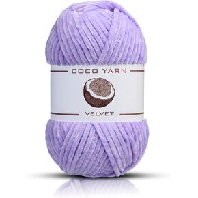 خيوط مخملية للكروشيه -Cocoyarn -تشنيل غزل مكتنزة للحياكة اليدوية ، والأمجور الناعمة الأميجوروم ، غزل بطانية للأطفال الكروشيه 100g -131yds (1 ، lilac -05)