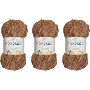 Troyarn Velvet Star (3- Skeins Pack) Glitter Glitter Chenille Baby Blanting Yarn amigurumi yarn for crocheting and knitting super bulky 3x100 gr (3x120 yds) (10447 - grass ، 3 skein)