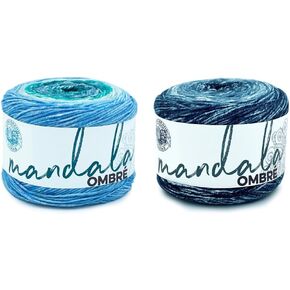 Lion Brand Mandala Ombré Yarn ، تعويذة وتناغم ، والكروشيه بالألوان النابضة بالحياة والخيوط الحياكة ، 2 عبوة