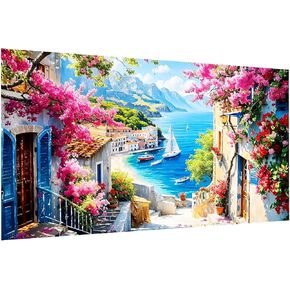 Wemeon Landscape Paint by Number Att for البالغين- طلاء كبير من أرقام مجموعة أرقام للمبتدئين للبالغين ، والطلاء البالغين بواسطة مجموعات الأرقام على الحرف Canvas Arts للبالغين (16x24inch)