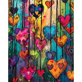 Zuvrdiai Colorful Hearts Paint by Numbers Att for البالغين ، والطلاء حسب القماش ، وتجريدات Art Digital Digital Painting مجموعات مناسبة لهدية الديكور المنزلية 20 "x16"