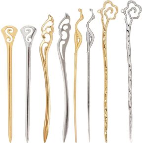 Sunnyclue 16pcs 8 Styles Metal Lockmark Healdings alloy Gloy Golk Silver Gold Feather Flower Phoenix Hair Hair Stick Animal Porkmark لصياغة DIY صنع الإشارات المرجعية المصنوعة يدويًا