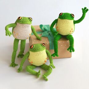 كروشيه الضفدع الضفدع مع نمط PDF مجاني Amigurumi التعليمي التعليمي لطيف الضفدع صنع بالفعل