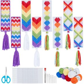 FreeBloss 8SET Plastic Canvas Lockmark Kit Rainbow Plastic Canvas أنماط البلاستيك اللوحية الصلية كروس غرزة البلاستيك مجموعات التطريز Mesh Mesh Plastic Canvas مع تعليمات