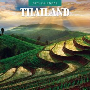 Red Robin 2025 Thailand Monthly Wall Calendar | 12" x 24" Open | Premium Thick & Sturdy Paper | Hangable 12 Month Calendar | Plastic Free | 4 Month Transition Page for 2024