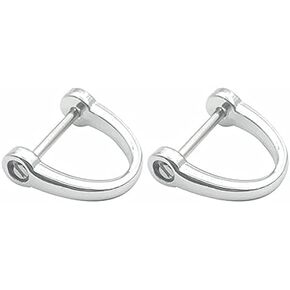 2pcs D-Rings with Closing Screw Shackle Key Holder Horseshoe U Shape Dee Ring with Screwdriver DIY Leather Craft Purse Replacement (Silver)