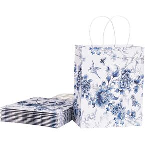 Loveinside Vintage Wildfloral Paper Gift ، Flower Flower Deisgn with Handles Grocery Shopping Pags Candy Goodie Facs for Birthday ، Wedding ، الربيع ، عيد الأم ، 8 "× 4" × 10 "، 12 PCS in Kuwait