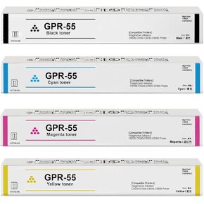 GPR-55 GPR55 High Yield Toner Cartridge Black Cyan Magenta Yellow Replacement for Canon GPR-55 GPR55 Toner Cartridge for ImageRunner Advance C5535i C5540i C5550i C5560i Printer(4 Pack)