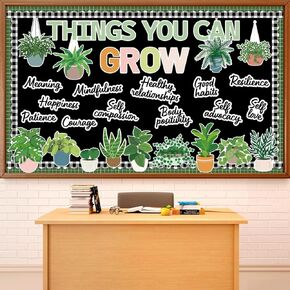 Potted Plant Classroom Bulletin Board Set Greenery Motivational Bulletin Decorations Things You Can Grow Positive Eucalyptus Cutouts for Back to School Spring Summer Wall Door Decor Teacher Supplies