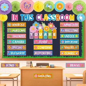 FUUTREO 65 PCS Spring Explisation Station Bulletin Poard Poard Poard Posters Paper Paper Fans Fans Exivital Exivents Class Classroom Decor