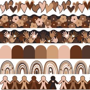 70.8Ft Diversity Bulletin Board Borders Equality Growth Mindset Self-Adhesive Trims 6 Designs Educational Border Sticker Decals for Back to School Classroom Office Party Wall Decor,72Pcs