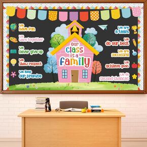 Motivational Bulletin Board Classroom Decorations Our Class is A Family Bulletin Board Set Colorful Positive Affirmation Inspirational Quote Paper Cutouts for Back To School Nursery Chalkboard Supplie