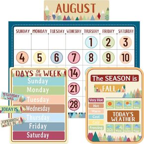 Calendar Classroom Bulletin Board Set Moving Mountains Classroom Decorations Colorful Classroom Calendar Decor Set 97PCS