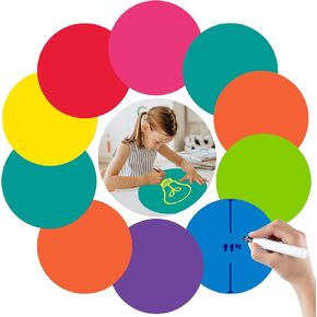 11-Inch Dry Erase Dots - 10 Pack, Removable and Versatile Dry Erase Circles in 8 Vibrant Colors, Ideal for Classroom Table Spots, Interactive Activities, Office, School and Home Learning