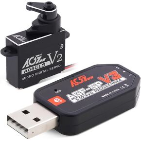 AGFRC A06CLS V2 0.052sec Mini-Z-Car RC Servo, HPS065 20T Metal Servo Horn and AGF-SPV3 Servo Programmer