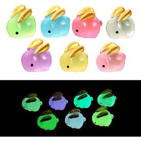 14 PCS Easter Mini Rabbits Bulk Resin Bunny Figurines for Miniature Landscape Garden Aquarium Potted Accessories Home Prank Game Dollhouse Decor