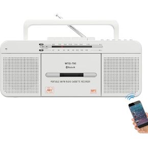 Portable Retro Classic Cassette Player Recorder with Bluetooth,USB,AM/FM Radio Stereo,Tape Player/Recording,USB Playback/Recording,Cassette to MP3 Converter,Earphone Jack,AC/DC Powered