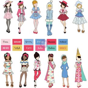 Prima Marketing Julie Nutting Travel Girl ephemera cardstock die-cuts 24p-dolls & abls ، multi