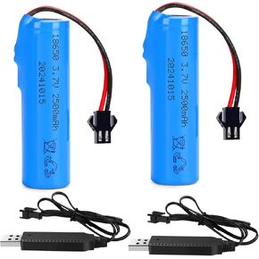 DC 3.7V 2500mAh Li Rechargeable Battery for Double Sided RC Stunt Car, Small RC Boat, Tumbling Amphibious RC Truck, Toy Car Size 2.67 * 0.7inch