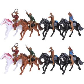 Hemoton 16pcs Western Figures Toys Cowboy Riding Models Mini Plastic Riding Horse Figurine with Rider for Kids Toddlers Farm Animal Collection