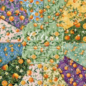 24 Sheets Fruit Scrapbook Paper 6'' x 6'' Orange Summer Fruits Pattern Paper Pad Summer Fruit Double-Sided Scrapbook Pad for Background Card Making Origami DIY