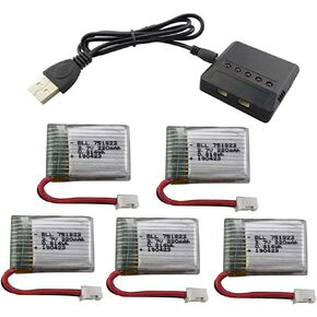 إكسسوارات 5pcs 3.7v 220mAh بطارية مع 5 في 1 شاحن لـ E010 GOOLRC T36 NINHUI NH010 F36 JJRC H36 HS210 SANROCK GD65A ATOYX AT-66 RC Quadcopter Drone