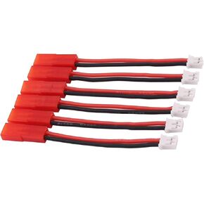 6pcs JST إلى درجة الحموضة 2P مع كبلات سلك سيليكون 5 سم 22AWG لـ E-flite 120 SR إلى Blade MCP-X (Ultra Micro) محول Lipo Battery (W30-6)