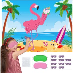 لعبة حفلات هاواي لوا ، دبوس النظارات الشمسية على لعبة Flamingo Party Game لوازم الحفلات الاستوائية هاواي مع 20 قطعة من النظارات الشمسية لصبي الفتاة هاواي الصيفية شاطئ عيد ميلاد تيكي