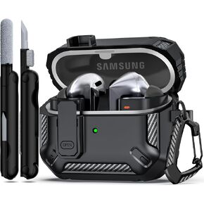 RFUNGUANGO Lock Fit Designed for Samsung Galaxy Buds3 Pro and Galaxy Buds 3 (2024) Case with Secure Lock Protection - Matte Black
