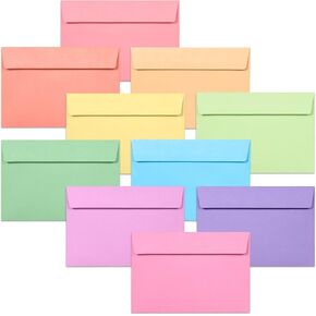 A4 Envelopes, 50-Pack Colored Envelopes 4x6, Envelopes for Invitations, Pastel Colored Envelopes, A4, 4 1/4 x 6 1/4 Inches, 10 Pastel Colors
