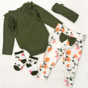 Reborn Baby Doll Clothes Olive-Green Outfits Suitable for 20-22 inch Reborn Newborn Dolls Boy and Girls Gift Set