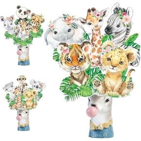 24pcs البرية واحدة الحيوانات المركزية العصي Safari طاولة الحيوان أعلى القبعات غابة طاولة الحيوان ديكور لغاب عيد ميلاد حديقة الحيوانات حيوانات الطفل لوازم الحفلة سفاري