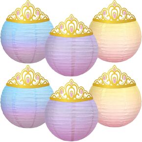 6pcs الأميرة معلقة من الورق الفوانيس مع Crown Croot Classroom Decoration Drgans Bastel Lanter Lamp