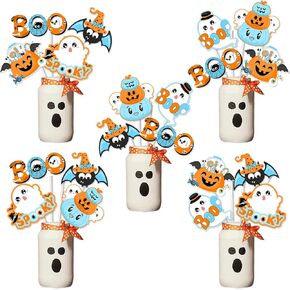 Cheereveal 24 قطع Halloween موضوع مركزية العصي من أجل الصبي - البرتقال الأزرق الأزرق boo boo topers toppers ، Halloween موضوع عيد ميلاد ديكورات حفلة استحمام الطفل