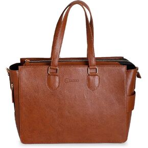 Tero - 15.6 Inch Laptop Tote Bag for Women | Vegan Leather Work & Travel Handbag | Spacious, Stylish & Durable | Detachable Laptop Sleeve | Professional Office Bag (Tan)
