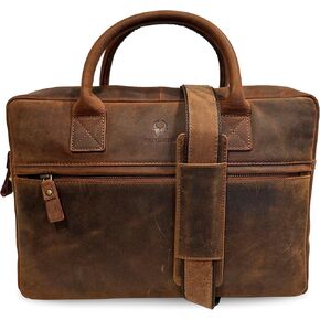 DONBOLSO Leather Bag for Men - Laptop Bag with Zipper Compartment - Genuine Top Grain, Tech-Friendly Shoulder Bag