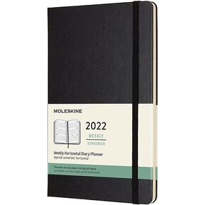 Moleskine 2022 مخطط أفقي أسبوعي ، 12 مترًا ، غلافًا كبيرًا ، أسود ، صلب (5 × 8.25)