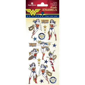 Paper House Productions Stfe-0025 Wonder Woman Faux ملصقات ، مؤشرات المينا ، 3 قطع