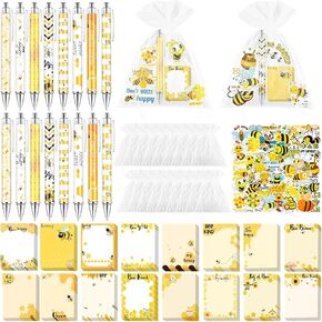 16 SET BEE SERSEDERSSEDS BEE Sticky Notes Pads Arractable Point Points Cute Bee Bee مع أكياس أورجانية لمكاتب المدرسة لمستلزمات المعلمين للطلاب هدية المعلمين