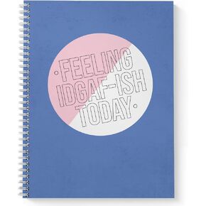 Softcover kinda Care 8.5 "× 11" دفتر/مجلة حلزونية snarky ، 120 صفحات واسعة المسكنة ، غطاء لامع متين ، دوامة سلكية أسود. صنع في الولايات المتحدة