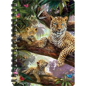 Jotter - Treetop Leopards from Deluxebase. Lenticular 3D Big Cat 6x4 Spiral Notebook with plain recycled paper pages. Artwork licensed from renowned artist Jan Patrik Kra
